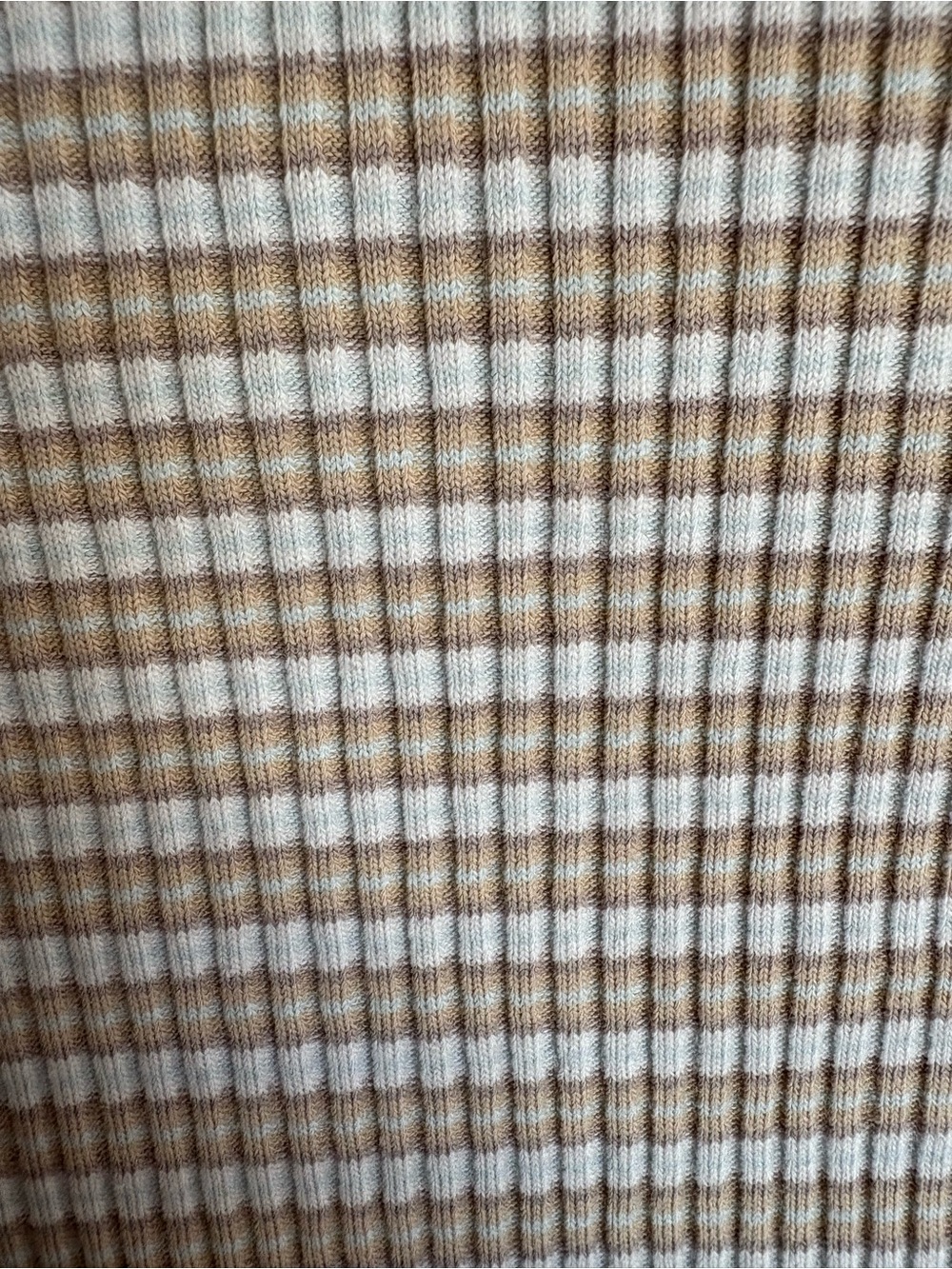 Levi’s Ribbed Snap Front Baby Tee Beige/Light Blue Stripe Size Small 90s inspo - Picture 3 of 9